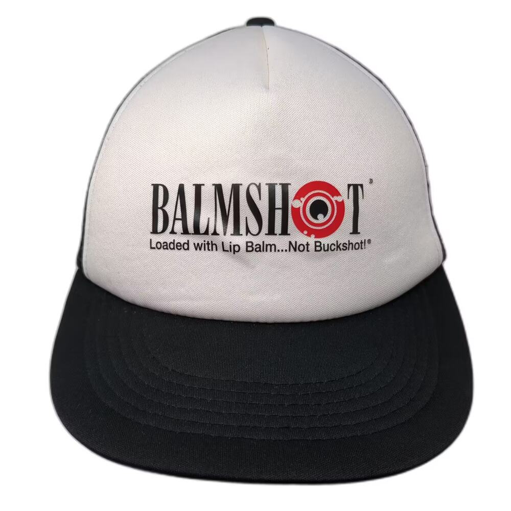 Hit Trucker Hat White Black Balmshot Logo Foam Front Mesh Back Snapback OS Print